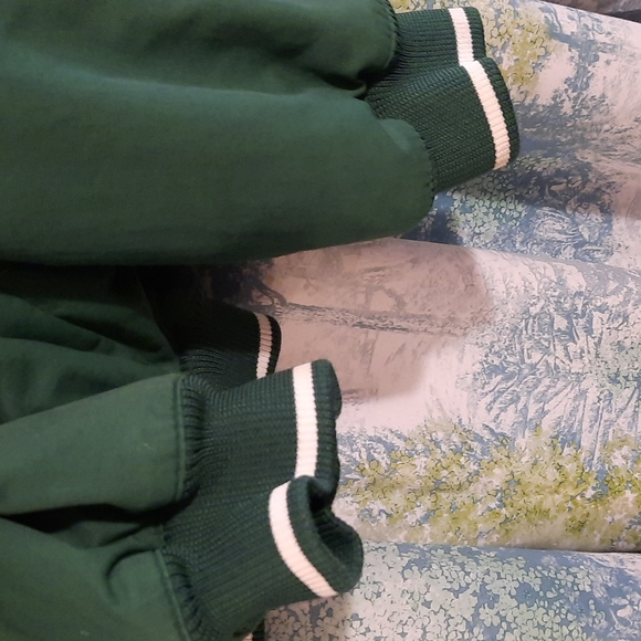 Vintage letterman jacket Upcycled green, pink , blue size xl women's oversize - Picture 6 of 6